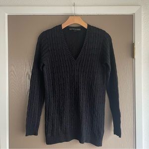 Ralph Lauren - Black Label Lacquered Metallic Knit Sweater Black Cable Knit M